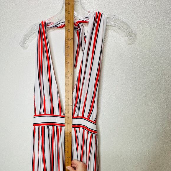 Urban Outfitters Raven White Red Blue Striped Halter Romper Jumpsuit S - Picture 12 of 15